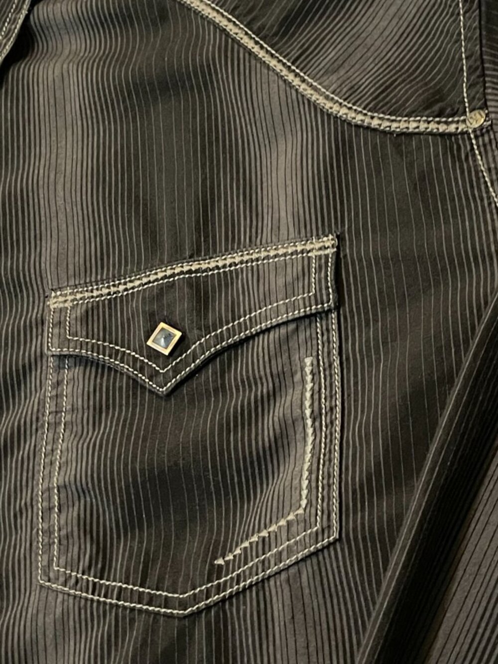 Men's XXL Rock 47 by WRANGLER Blk/Grey L/S Pearl Snap Contemporary Western Shirt - Picture 12 of 16